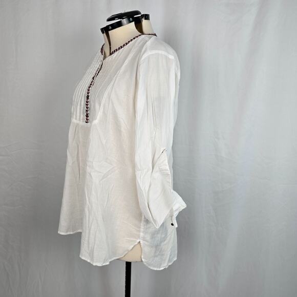 Gap Long Sleeve Blouse Women's XXL White w/ Red & Black Embroidered - Picture 7 of 16